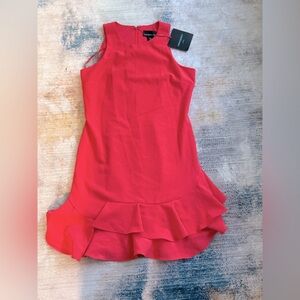 Cynthia Rowley Elegant Orange Red Sleeveless Ruffle Dress